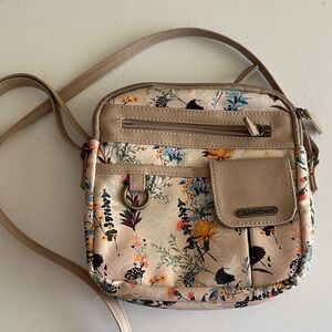 Floral Beige Crossbody Bag